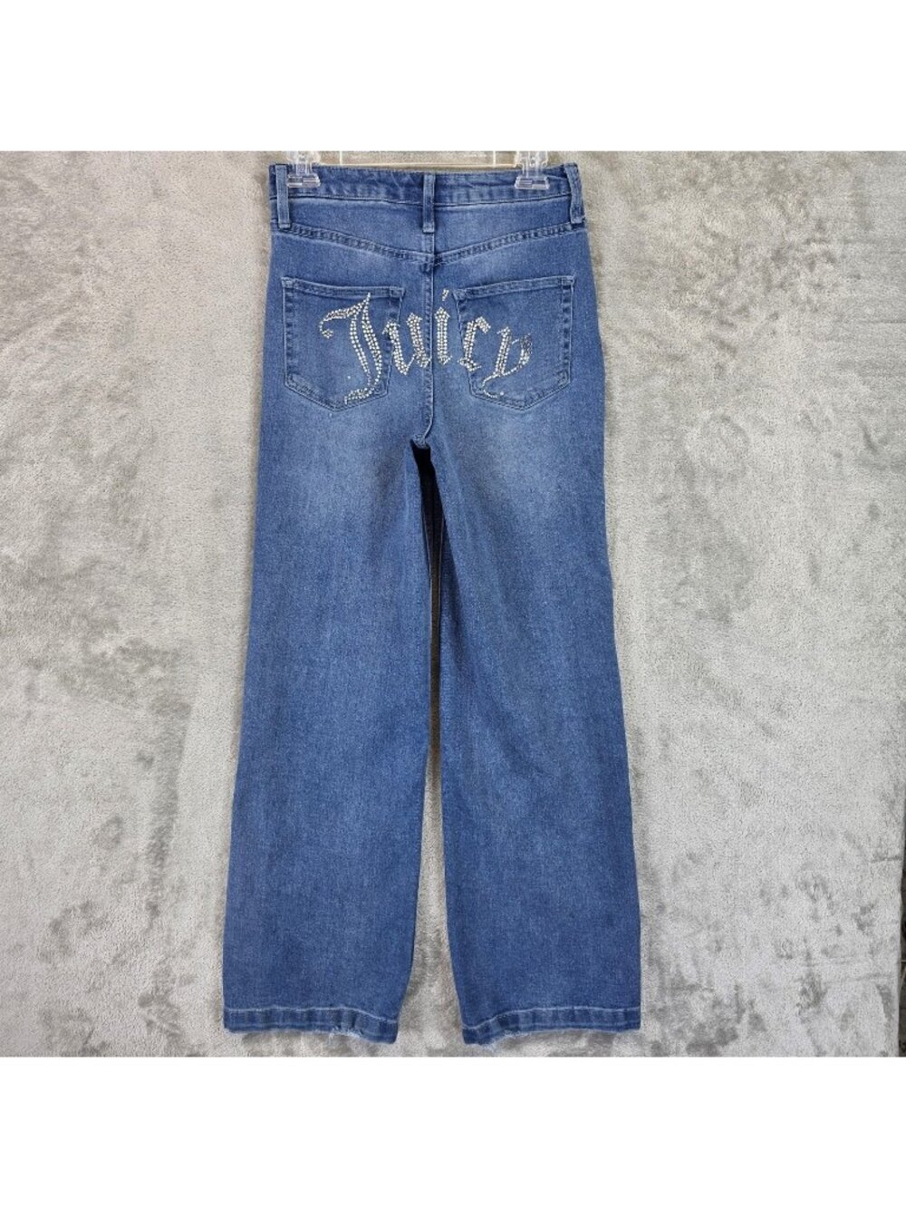 Juicy Couture Lunita Wide Leg Jeans Juniors 3/26 Blue Med Wash Rhinestone Juicy